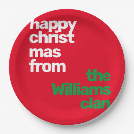 Weihnachtsbraun minimale moderne Party rot grün Pappteller