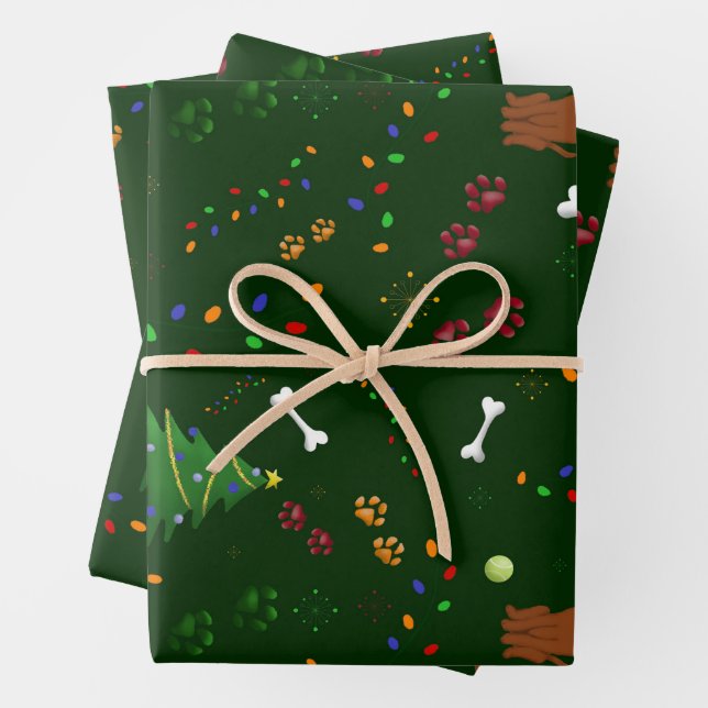 Weihnachtsbräune Weihnachtsmannmütze Geschenkpapier Set (Beispiel)