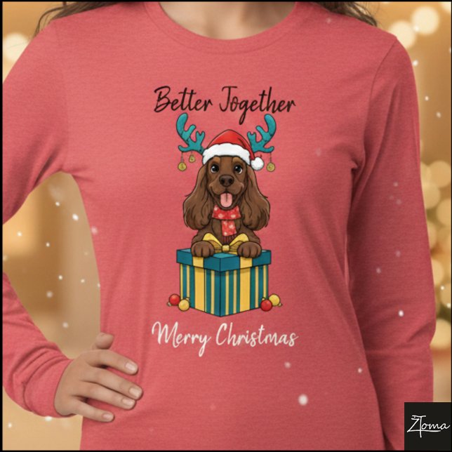 Weihnachtsbrauner Cocker Spaniel Geschenk Grafik Tri-Blend Shirt (Von Creator hochgeladen)