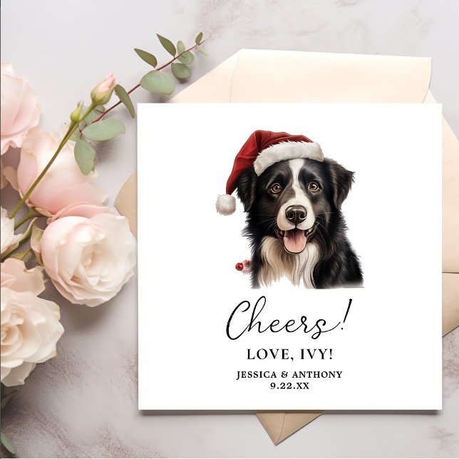 Weihnachtsbräuner Collie Dog Personalisiert Cheers Serviette (Von Creator hochgeladen)