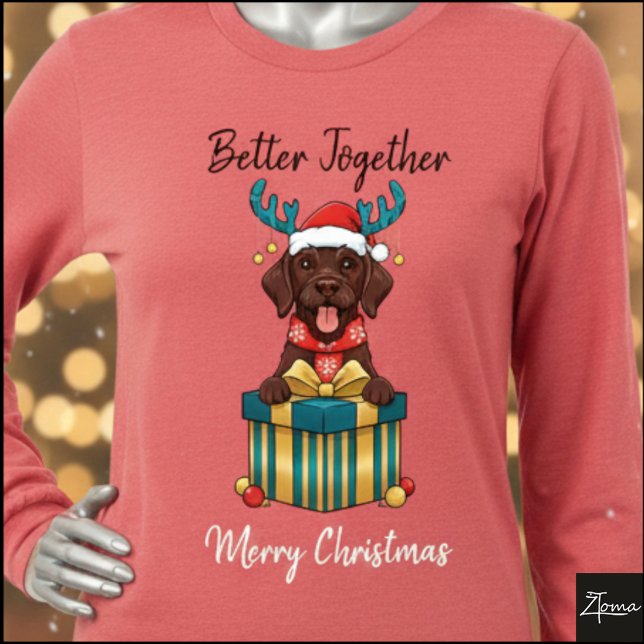 Weihnachtsbrauner Pointer-Rentier-Geschenkgrafik Tri-Blend Shirt (Von Creator hochgeladen)