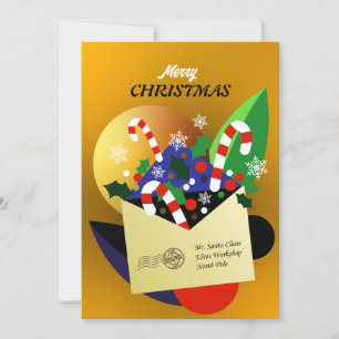 Weihnachtsbrief an den Weihnachtsmann als Goldkart Feiertagskarte