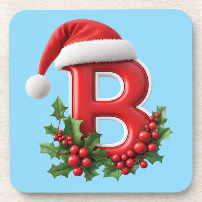 🎄 Weihnachtsbrief B Monogramm Geschenk für Home B Getränkeuntersetzer (Vorderseite)