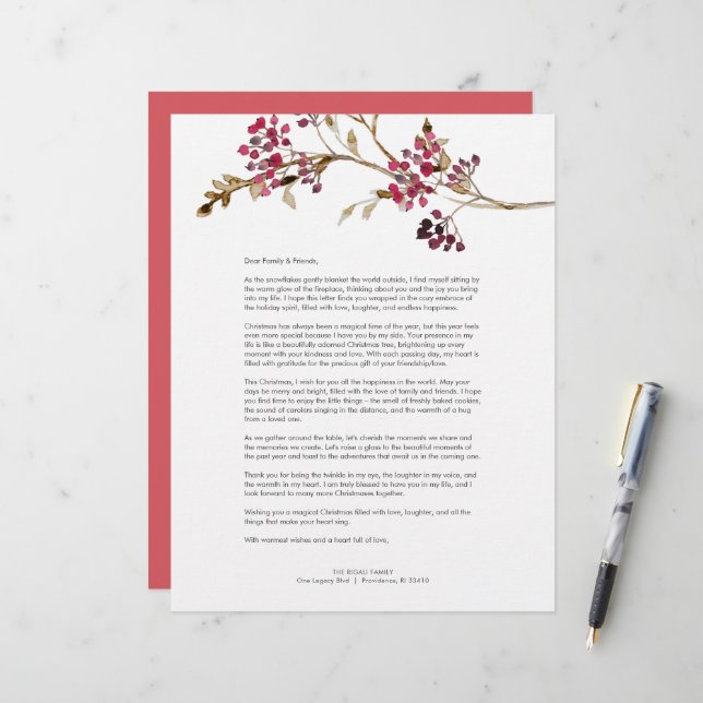 Weihnachtsbrief Briefbogen (Vorderseite/Rückseite Beispiel)