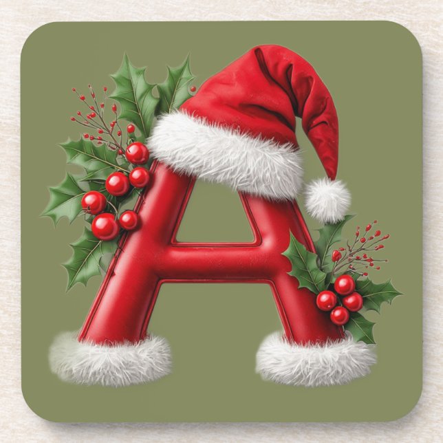 ☕ Weihnachtsbrief Ein Monogramm-Geschenk für die H Getränkeuntersetzer (Vorderseite)