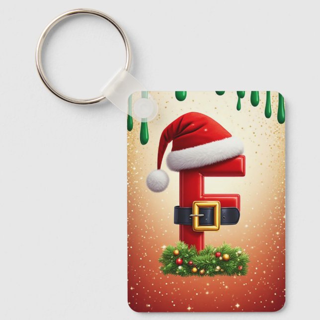 Weihnachtsbrief F mit Weihnachtskranzakzent 🎅 Schlüsselanhänger (Vorderseite)