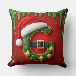 Weihnachtsbrief G mit festlichem Feiertagsmonogram Kissen