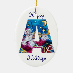 WEIHNACHTSBRIEF / INSPIERENDES SANTA-MONOGRAMM KERAMIK ORNAMENT
