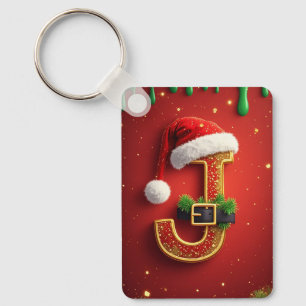 Weihnachtsbrief J Monogramm Festkranz 🎅 Schlüsselanhänger