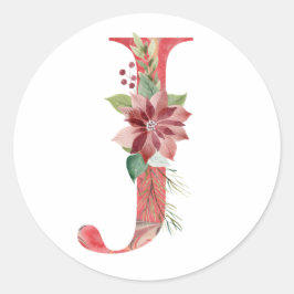 Weihnachtsbrief J Runder Aufkleber