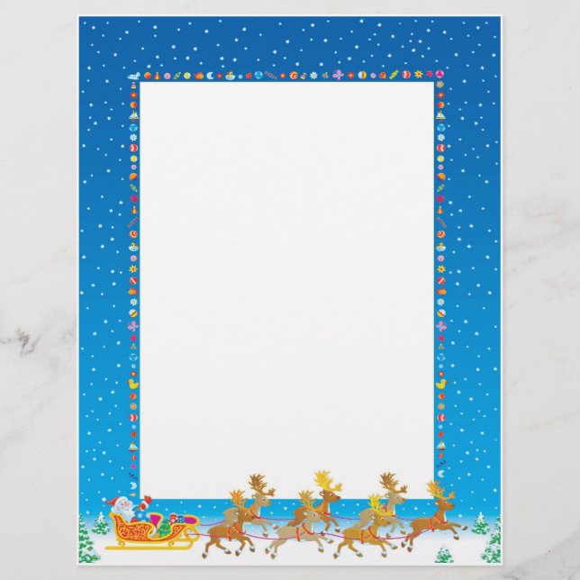 Weihnachtsbrief Papier - Design von Santa in Sleig (Vorderseite)