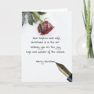 Weihnachtsbrief von Nephew & Ehefrau auf dem Papie Feiertagskarte
