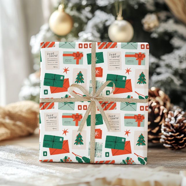 Weihnachtsbriefe an den Weihnachtsmann Vintage-Wei Geschenkpapier (Von Creator hochgeladen)
