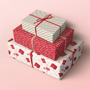 Weihnachtsbriefe, Briefe und Streifen am Nordpol Geschenkpapier Set