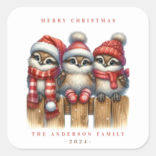 Weihnachtsbriefe Quadratischer Aufkleber (Vorderseite)