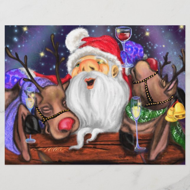 Weihnachtsbriefe und Reindeers Funny Christmas Let Briefbogen (Rückseite)