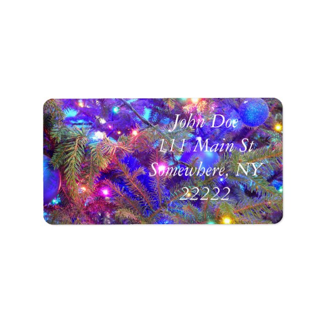 Weihnachtsbrillen in Blau Adressaufkleber (Vorne)