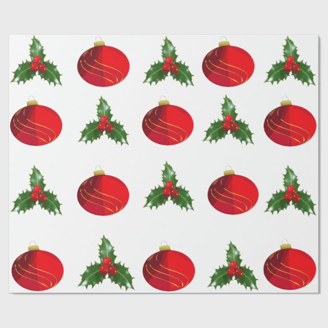 Weihnachtsbrillen und Holly Wrapping Paper Geschenkpapier (Flach)