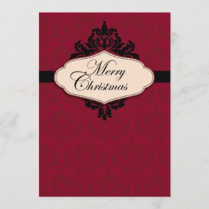 Weihnachtsbrokat-rote Einladungs-Karte Einladung