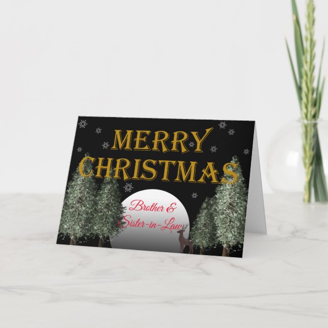 Weihnachtsbrüder Ehefrau Mondlicht Hirsch Traditio Feiertagskarte (Vorderseite)