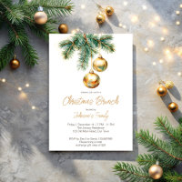 Weihnachtsbrunch Goldene Kugeln Kiefern