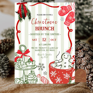 Weihnachtsbrunch Kritzel Handgezeichnet Einladung