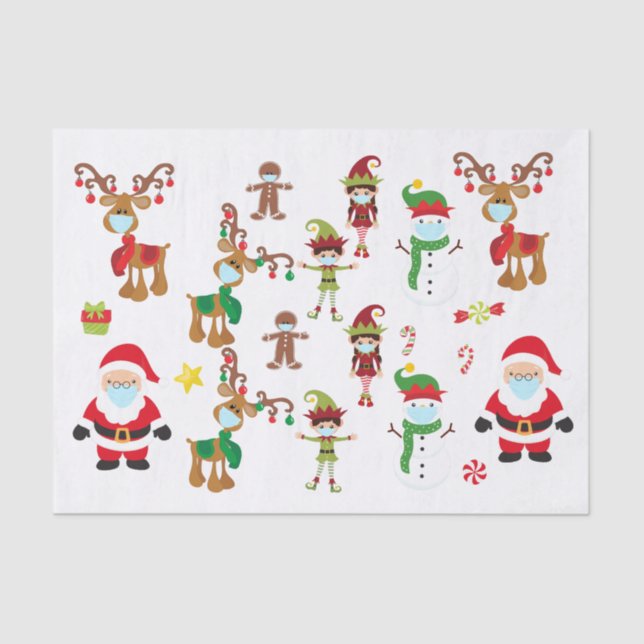 Weihnachtsbuch 2020 Gesichtsmaske Santa Reindeer Seidenpapier (Vorderseite)
