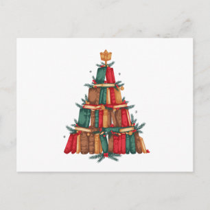 Weihnachtsbuch Baum Kiefernzweige Beeren Lesen Feiertagspostkarte