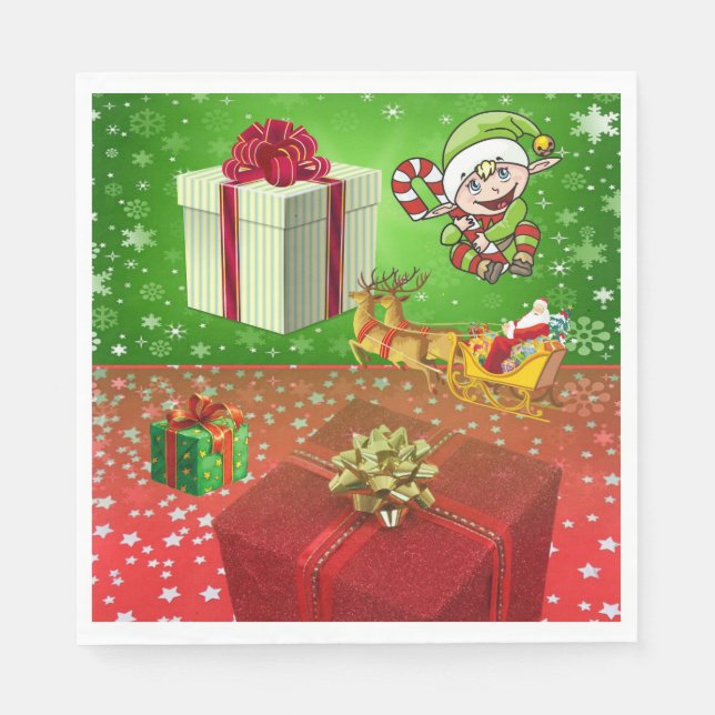 Weihnachtsbuch Napkins, Elf Serviette (Vorderseite)