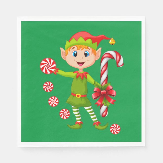 Weihnachtsbuch Napkins, Frohe Weihnachtself Serviette (Vorderseite)