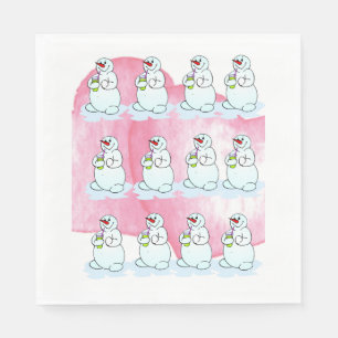 Weihnachtsbuch Napkins, Frohe Weihnachtsschneemann Serviette