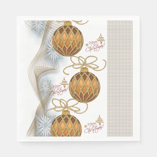 Weihnachtsbuch Napkins, Goldbälle Serviette (Vorderseite)