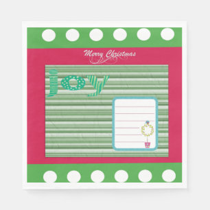 Weihnachtsbuch Napkins, Joy Red Green Strip Serviette