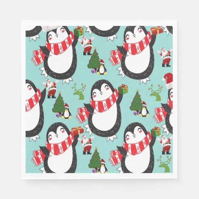 Weihnachtsbuch Napkins, Pinguin Serviette (Vorderseite)