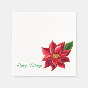 Weihnachtsbuch Napkins Red Poinsettia's Cocktail Serviette