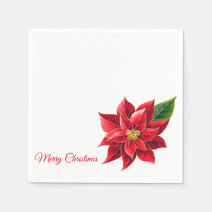 Weihnachtsbuch Napkins Red Poinsettia's Cocktail Serviette