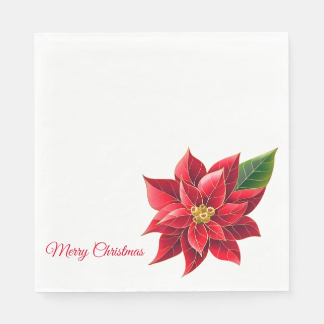 Weihnachtsbuch Napkins Red Poinsettia's-Luncheon Serviette (Vorderseite)