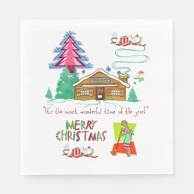 Weihnachtsbuch Napkins, Reinigungsdame Serviette (Vorderseite)