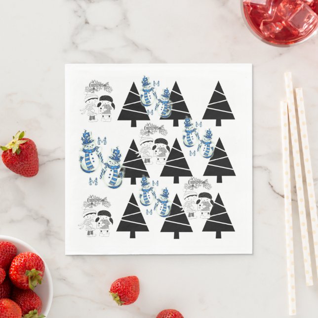 Weihnachtsbuch Napkins, Schneemann Serviette (Beispiel)