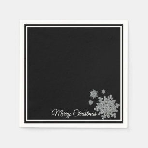 Weihnachtsbuch Napkins Schwarze Schneeflocken Serviette