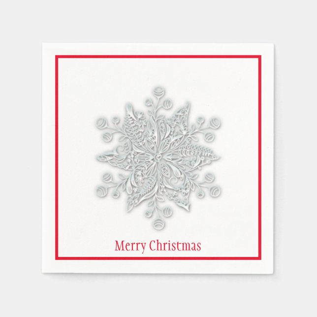 Weihnachtsbuch Napkins Silver Snowflake Red Trial Serviette (Vorderseite)