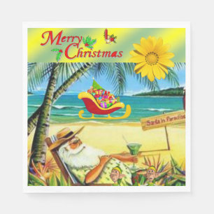 Weihnachtsbuch Napkins, Summer Beach Bum Santa Serviette