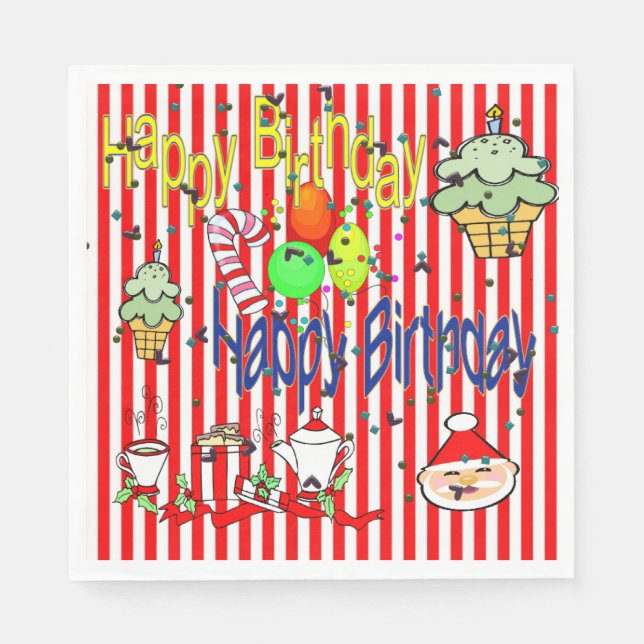 Weihnachtsbuch Napkins, viel Glück zum Geburtstag Serviette (Vorderseite)