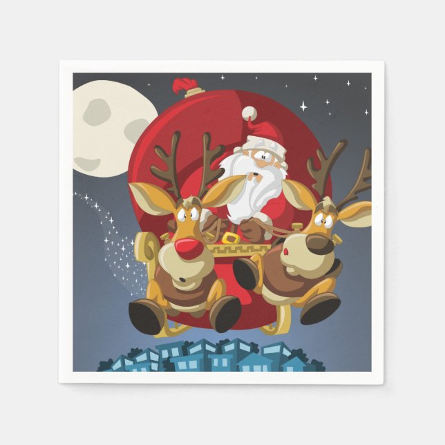 Weihnachtsbuch Santa & Reindeer Napkin Serviette (Vorderseite)