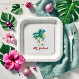 Weihnachtsbuch-Teller Niedlich Tropical Beach Pappteller