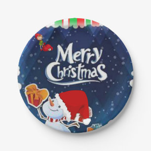 Weihnachtsbuch-Teller, Schneemann Pappteller