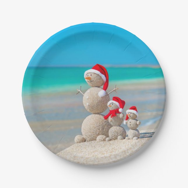 Weihnachtsbuch-Teller, Schneemann Pappteller (Vorderseite)