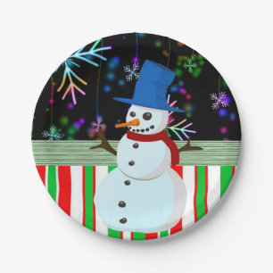 Weihnachtsbuch-Teller, Schneemann Pappteller