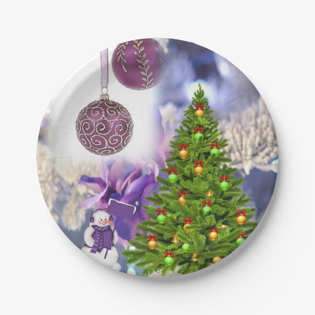 Weihnachtsbuch-Teller, Schneemann Pappteller (Vorderseite)