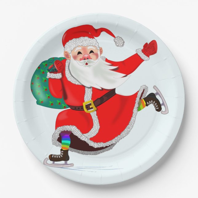 Weihnachtsbuch Teller Weihnachtsmann mit Geschenke (Vorderseite)